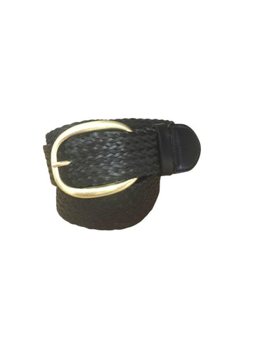 Black Braided Leather Belt