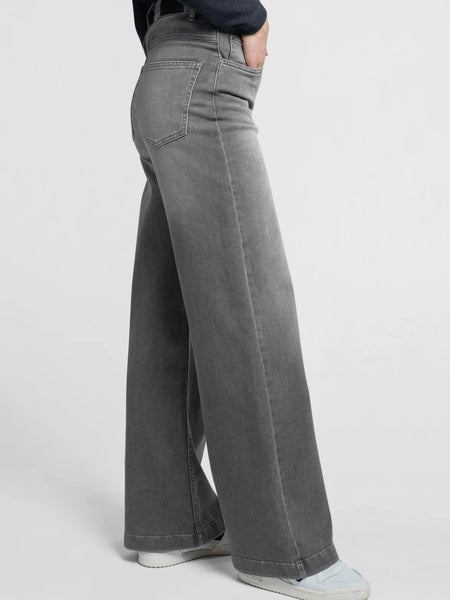 Washed Grey Wide Leg Jeans by Yaya