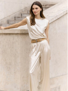 Gold Metallic Wide Trousers by An’ge