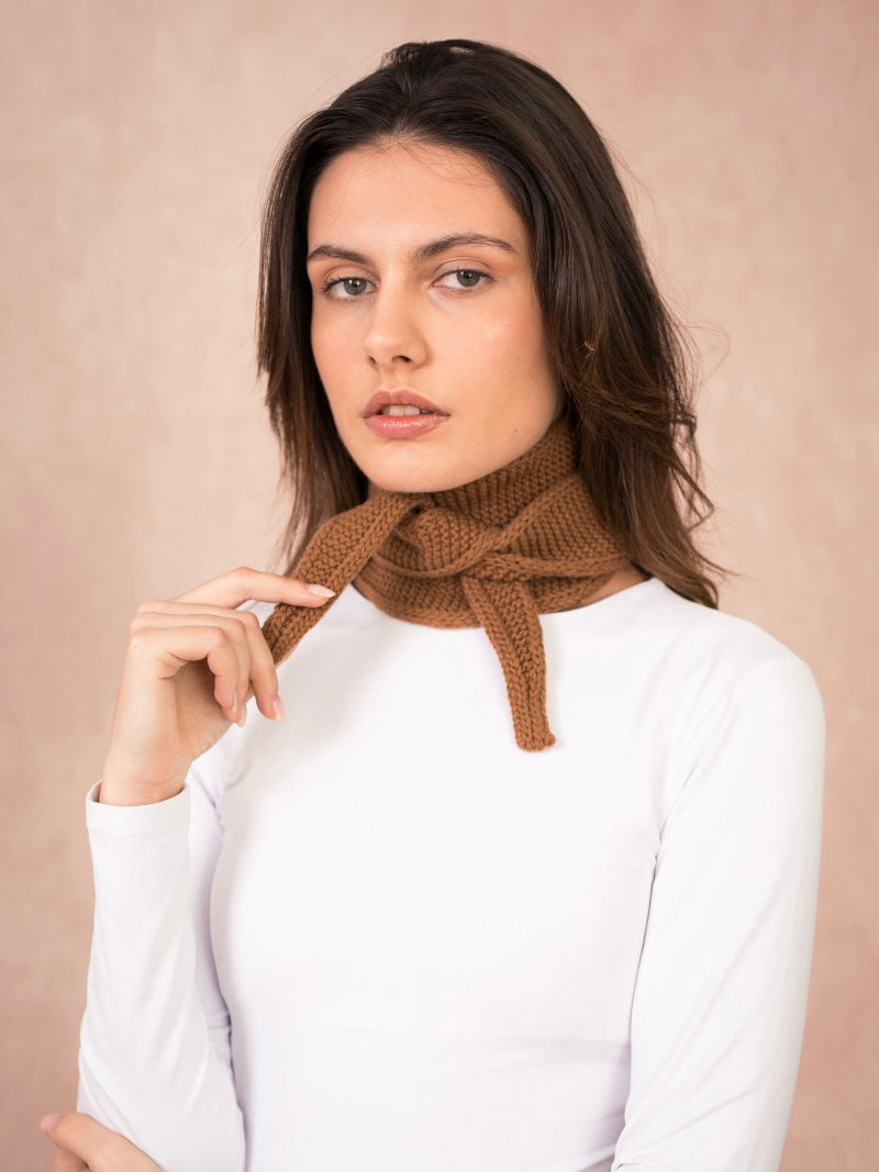 Brown Knitted Neck Scarf by Caile