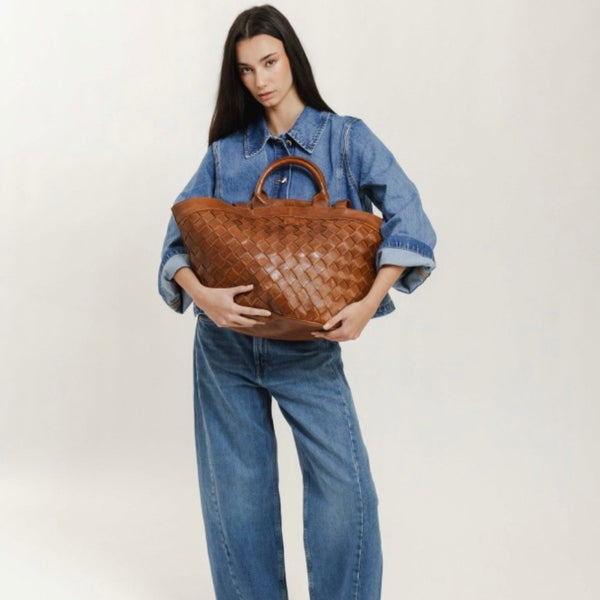 Tan Braided Lewisburg Bag by Biba