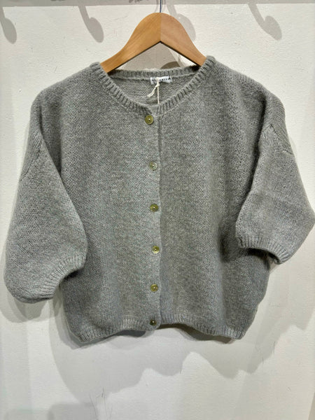 Silver Grey Mohair Short Sleeve Cardigan