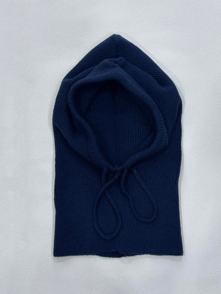 Navy Knitted Tie Detail Hood