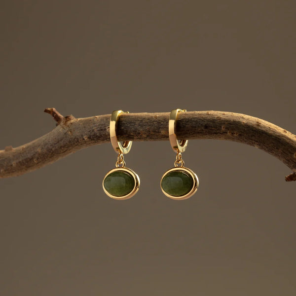 Semi-Precious Green Jade Micro Hoop Earrings by Orelia
