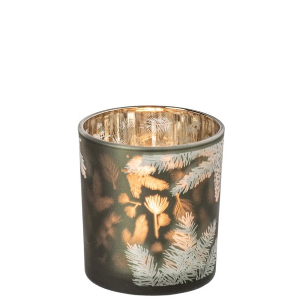Pinecone Forest Green Glass Tea Light Holder