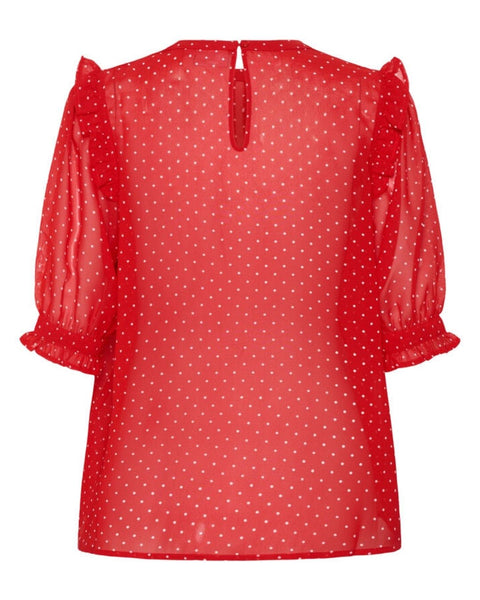 Cherry Red Polka Dot Smock Blouse by Saint Tropez