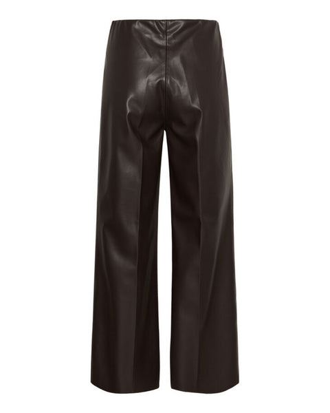 Chocolate Faux Wide Leg Trouser by Soaked