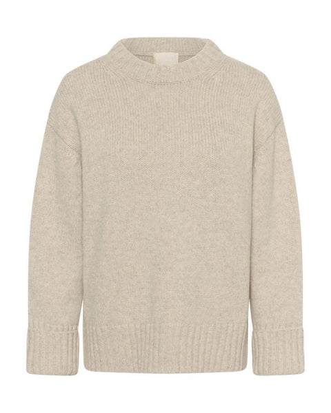 Beige Chunky Wool Crew Neck Jumper by Soaked
