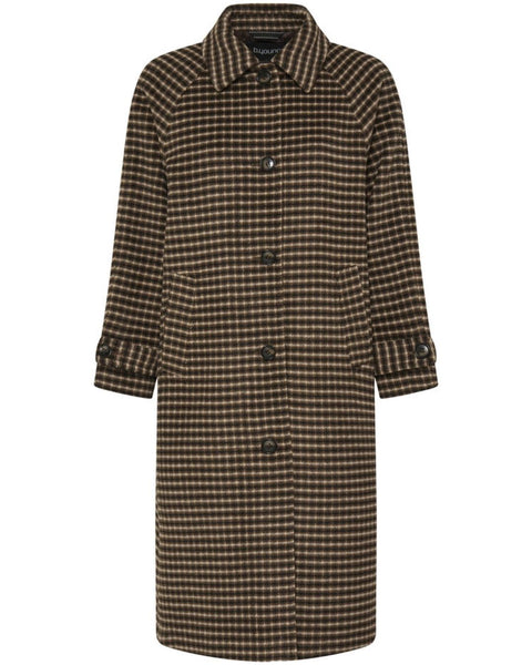 Chocolate Checked Longline Coat by B Young