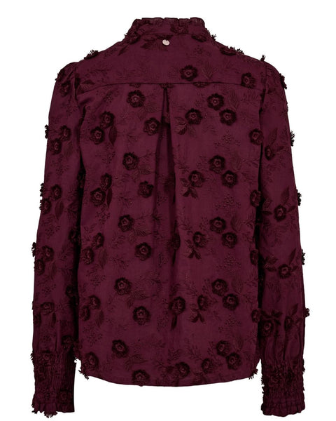 Burgundy Floral Appliqué  Blouse by Nümph