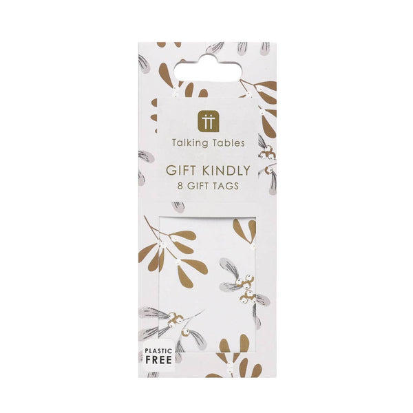Mistletoe White Christmas Gift Tags 8 Pack