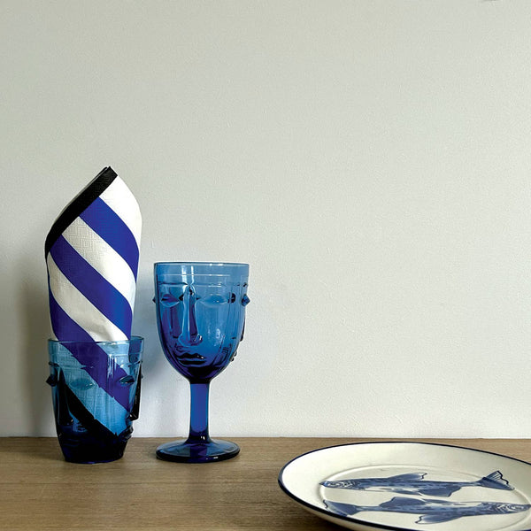Blue striped paper napkin x20