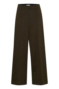 Khaki Herringbone Trousers by ICHI