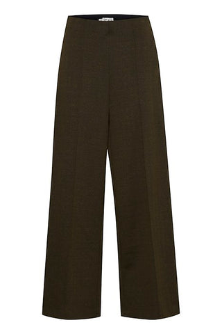 Khaki Herringbone Trousers by ICHI