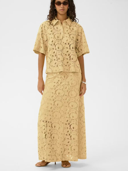 Yellow Lace Maxi Skirt By Soaked