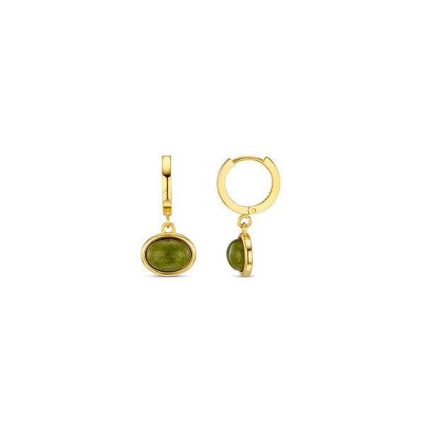 Semi-Precious Green Jade Micro Hoop Earrings by Orelia
