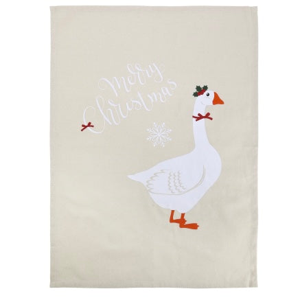 Festive Goose Tea Towel