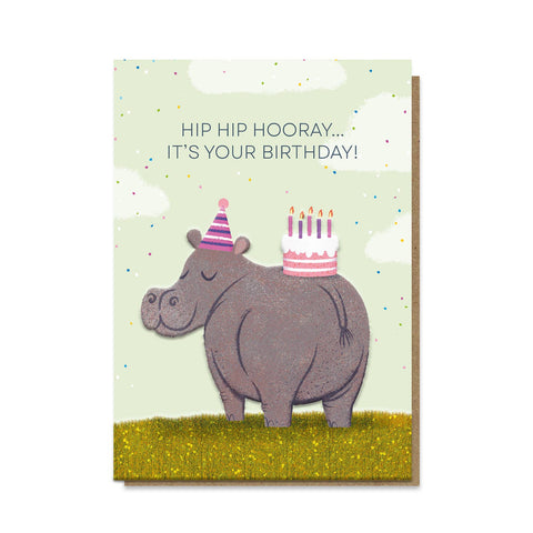 Hippo & Cake Birthday Card by Stormy Knight