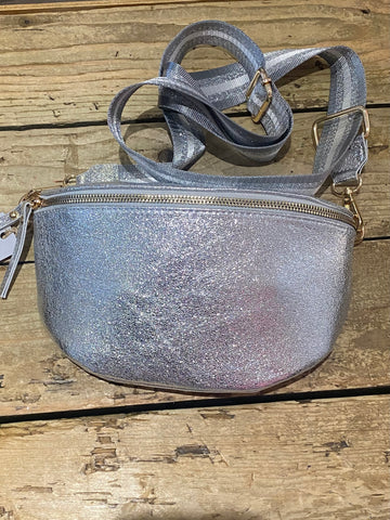 Silver Cross Bodybag with Patterned Strap