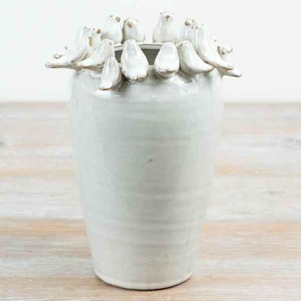 White Ceramic Bird Vase