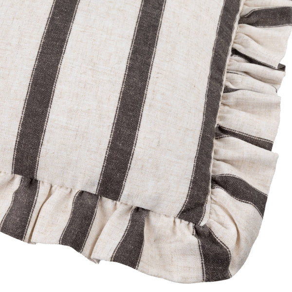 Chocolate Connie Striped Ruffle Cushion