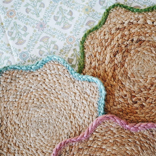 Blue Scallop Jute Placemats