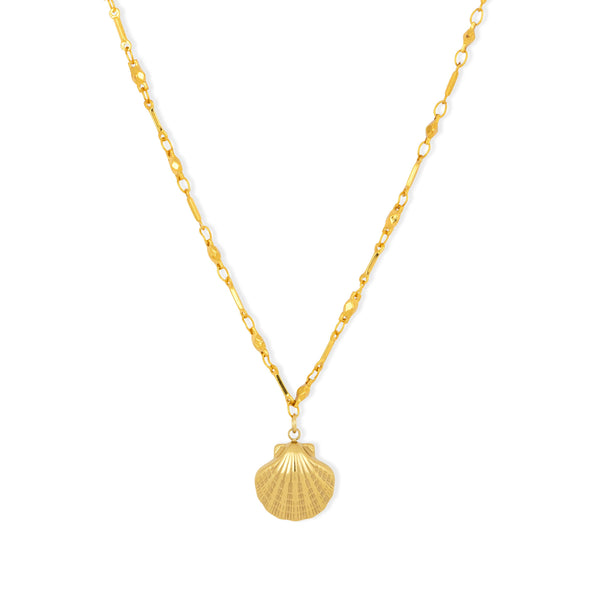Gold Shell Estepona Pendant Necklace by Ashiana