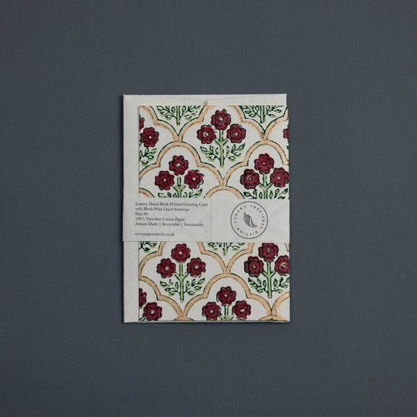 Block Printed-Trellis Cherry Card