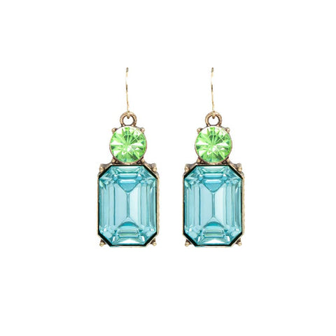 Twin Gem Earring in Sky & Lime