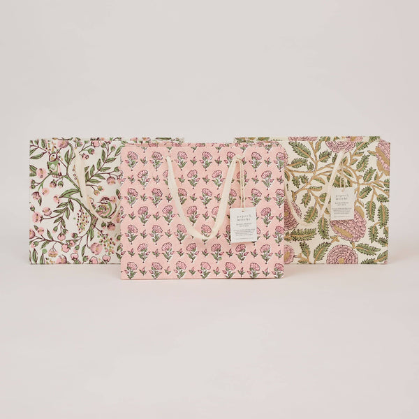 Pink Block Printed Gift Bags (Medium)