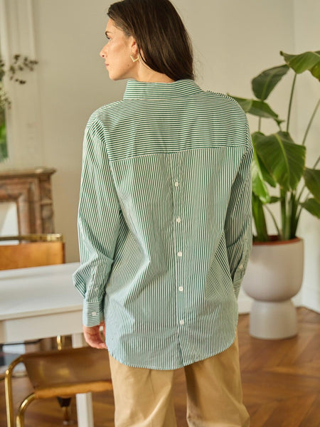 Green Stripe Cotton Shirt by Calie