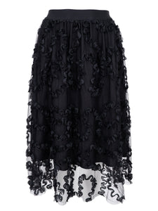 Black Sheer Swirl Skirt by Black Colour