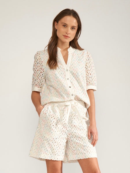 Rainbow Embroidery Anglaise Blouse by Numph
