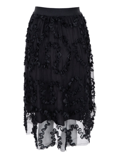 Black Sheer Swirl Skirt by Black Colour