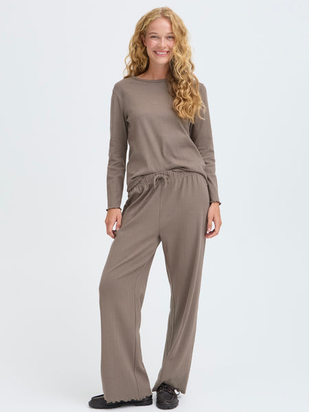 Taupe Pointelle Pyjama Set by B Young