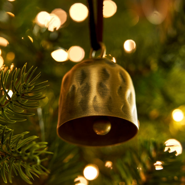 Hammered Brass Finish Bell Christmas Decoration