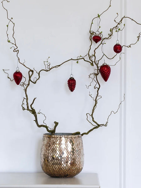 Red Antique Fir Cone  Bauble