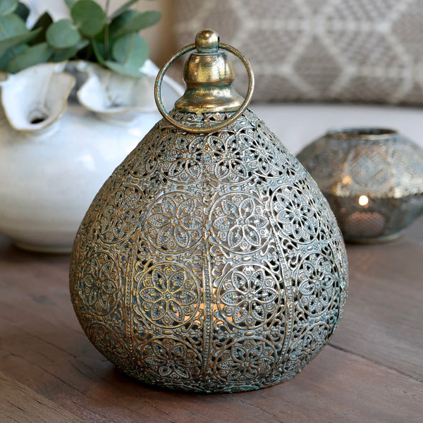 Antique Brass Large Candle Holder