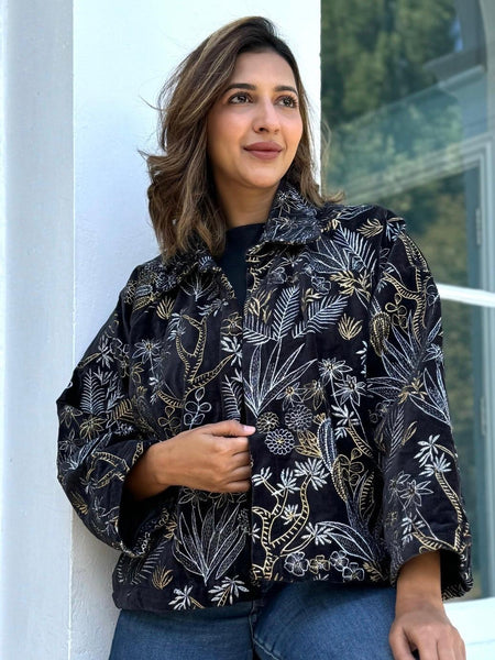 Black Velvet Embroidered Jacket