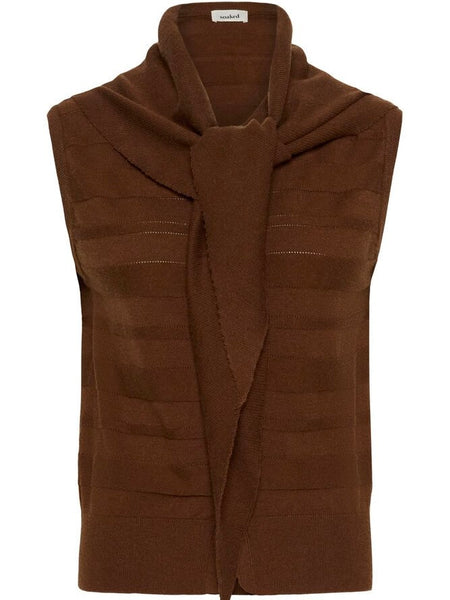 Cappuccino Sleeveless Tank With Scarf By Soaked