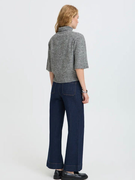 Grey Melange Turtle Neck Jumper by B.Young