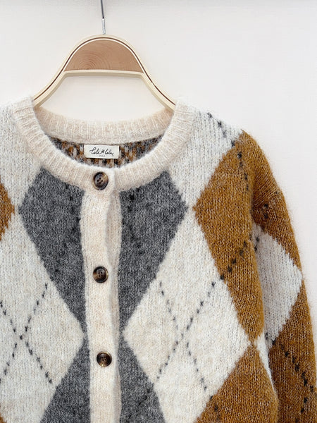Camel Argyle Cardigan by Lili and Lala