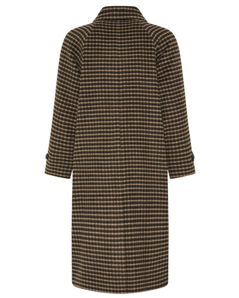 Chocolate Checked Longline Coat by B Young