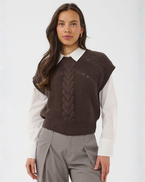 Chocolate Knitted Tank by Saint Tropez