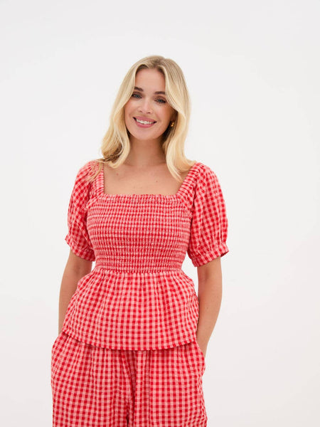 Lea Smocked Gingham Top