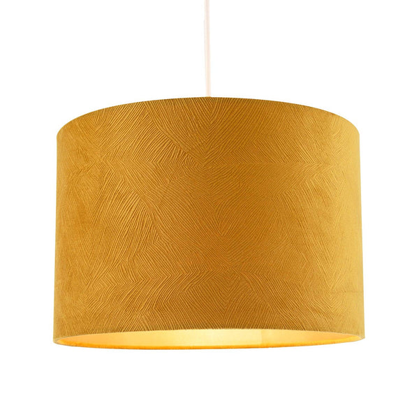 Mustard Soft Velvet Fabric Round Lamp Shade