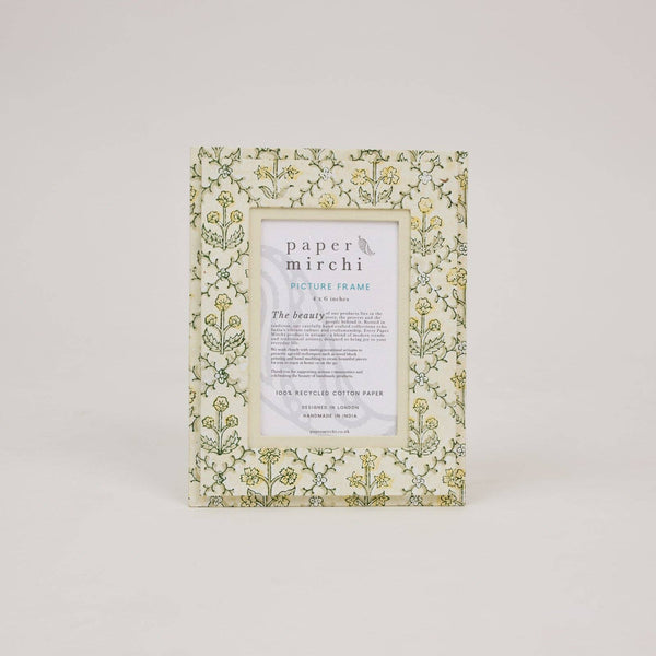 Floral Lattice Buttercream Block Print Frame 4x6