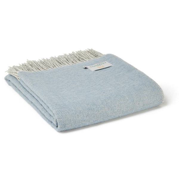 Blue Mist Dartmoor Reversible Pure New Wool Throw