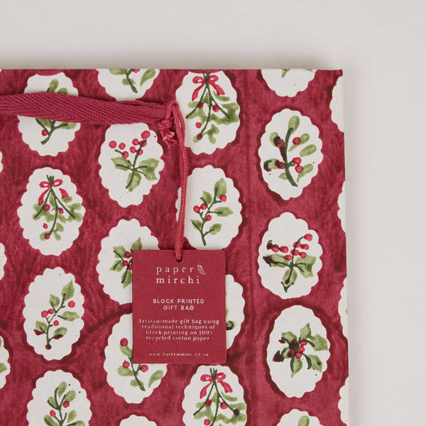 Medium- Red Block Print Paper Gift Bags