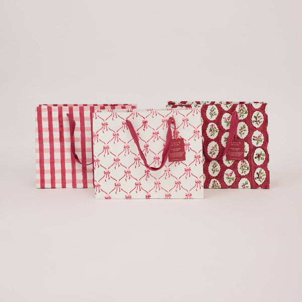 Medium- Red Block Print Paper Gift Bags